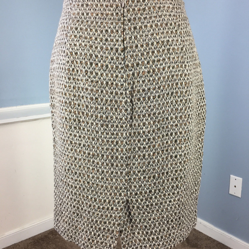 J CREW S 6 Gray Copper metallic Wool Pencil Skirt - Picture 3 of 4